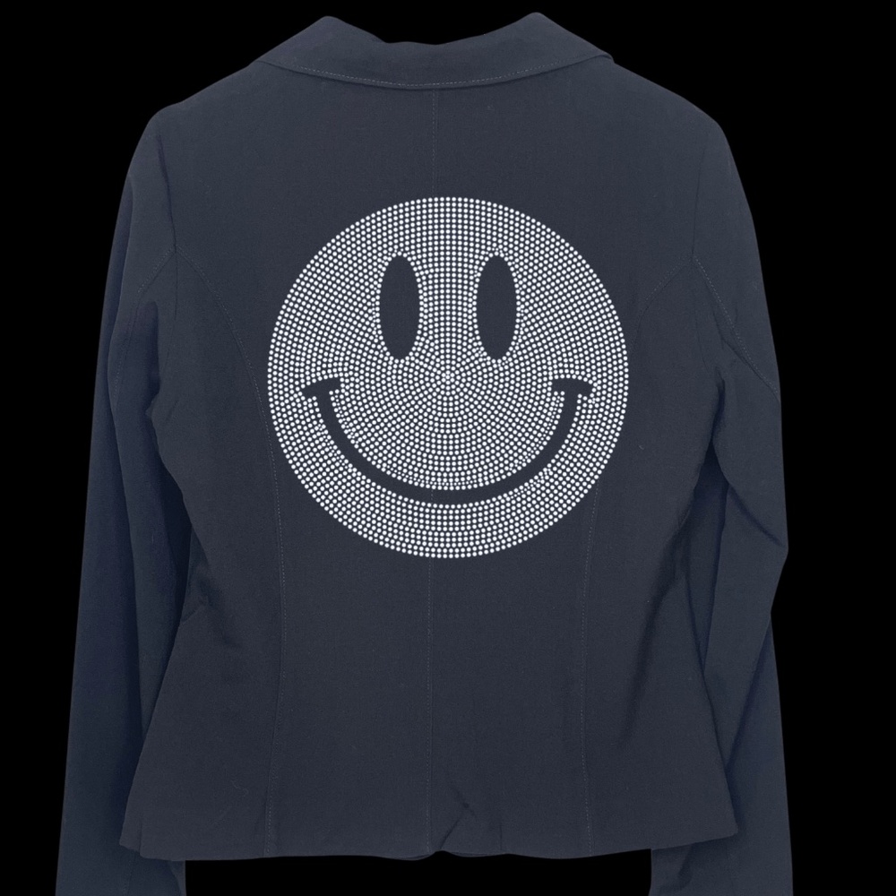 Black Blazer w/ Silver Rhinestone Smiley Face